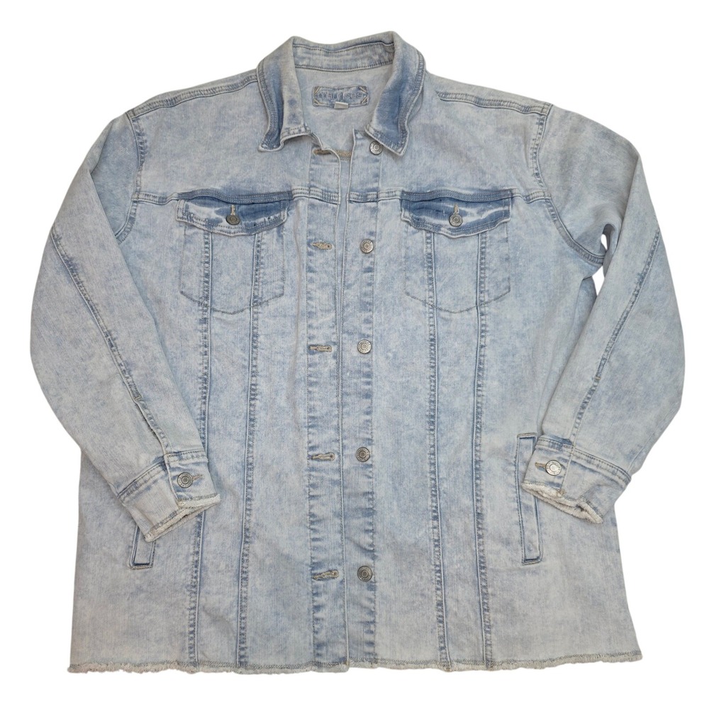 Maurices Women's XL Light Wash Denim Jean Jacket Frayed Hem Trucker Style